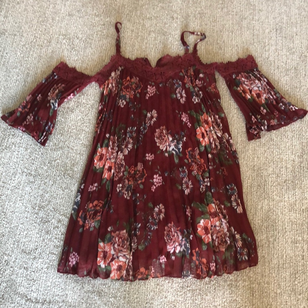 Red, flowered dress